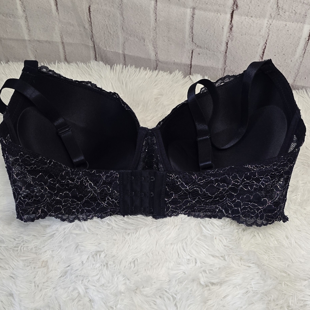 Elegant Blue Push-up Lace Bra - Picture 3 of 5